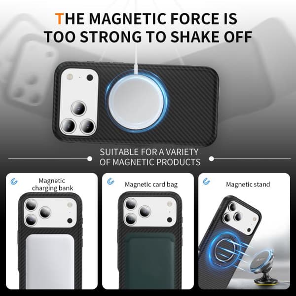 iPhone 17 Pro Max Skal - Kolfiber med C-Typ MagSafe Svart