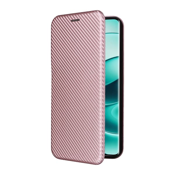 Redmi Note 14 Pro 4G Global - Flip Läderfodral med Kolfibertextur Rosa