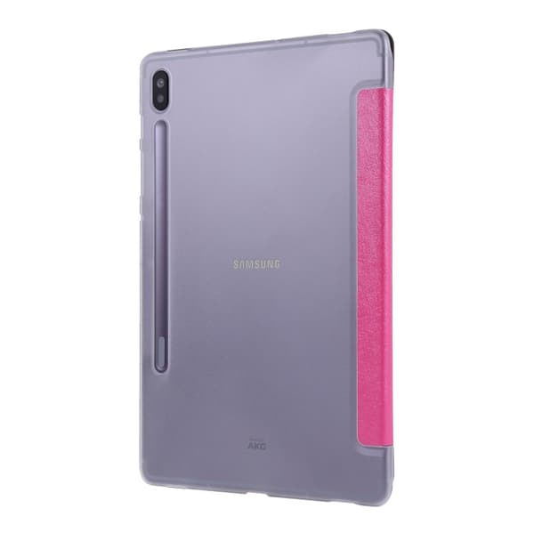 Samsung Galaxy Tab S8+/S7+ Silk Textur Flip Läderfodral Rosaröd