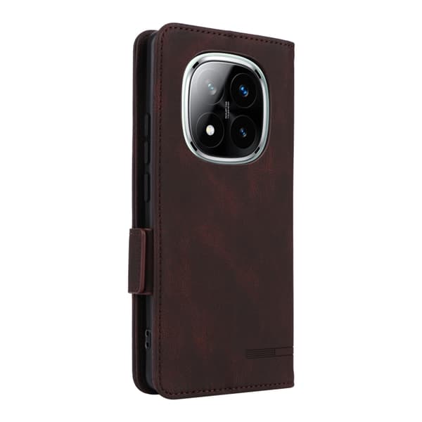 Redmi Note 14 Pro / Note 14 Pro+ 5G Magnetisk Låsfunktion Läderfodral Brun