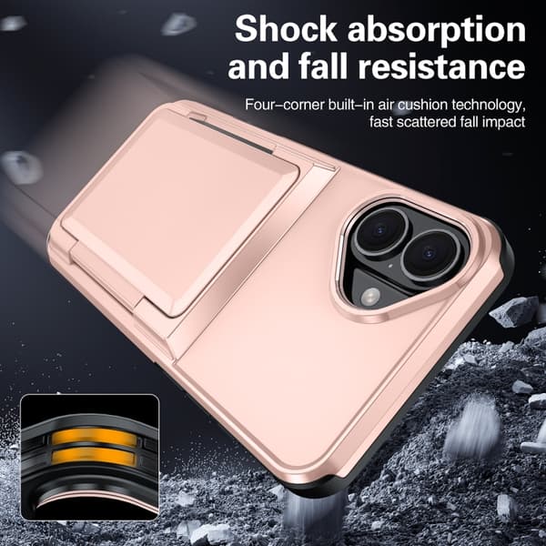 iPhone 16 Pro Skal med Kortfack - Elegant och Praktisk Design Grå