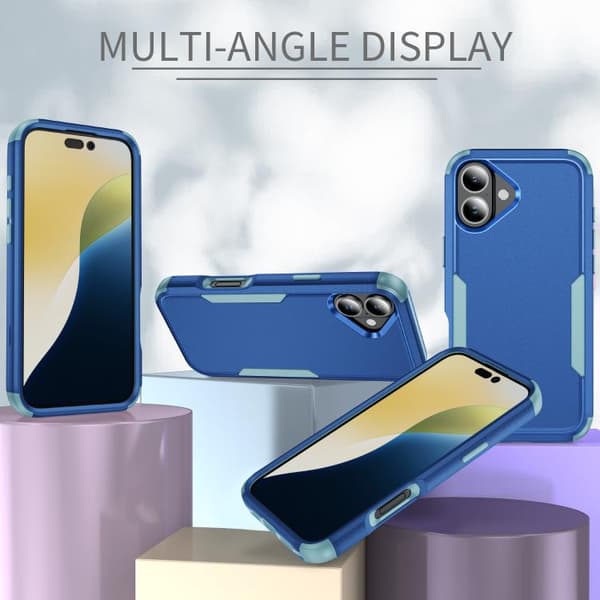 iPhone 17 Skal - TPU + PC, Stötabsorberande Kungsblå + Grågrön