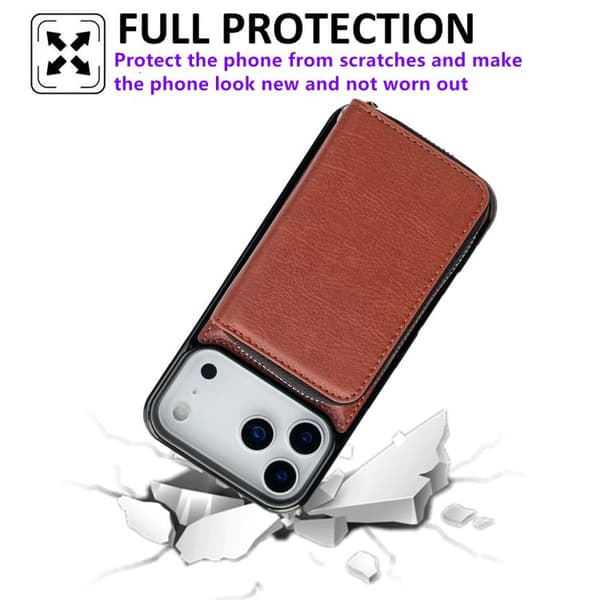 iPhone 18 Pro / iPhone 17 Pro Skal med Lanyard och 11 Kortfack - Enfärgad Design Brun