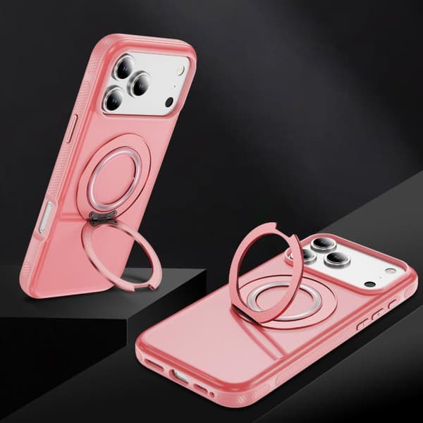 iPhone 18 Pro Max / iPhone 17 Pro Max Skal - Translucent PC Gear Holder med C MagSafe Ljusrosa + Rosa