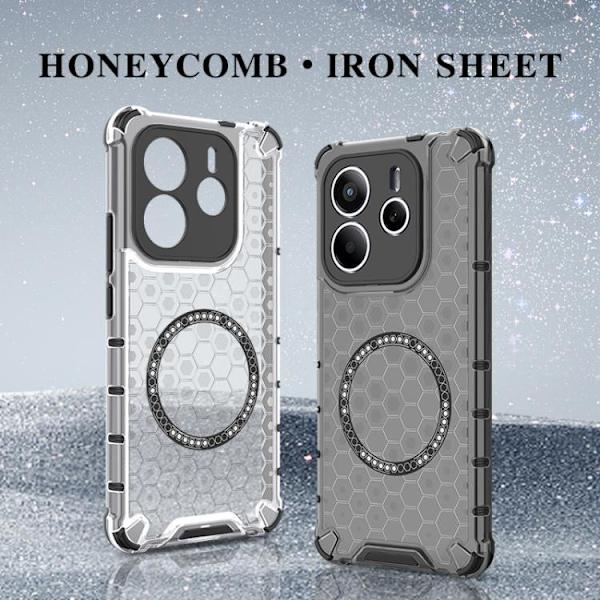 Redmi Note 14 5G - Honeycomb Magnetisk Ring Stötsäker Mobilskal Blå
