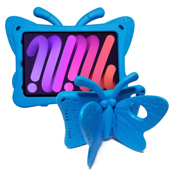 iPad mini 6 / mini 2024 Skal med Butterfly Bracket EVA Stötsäker Design Blå