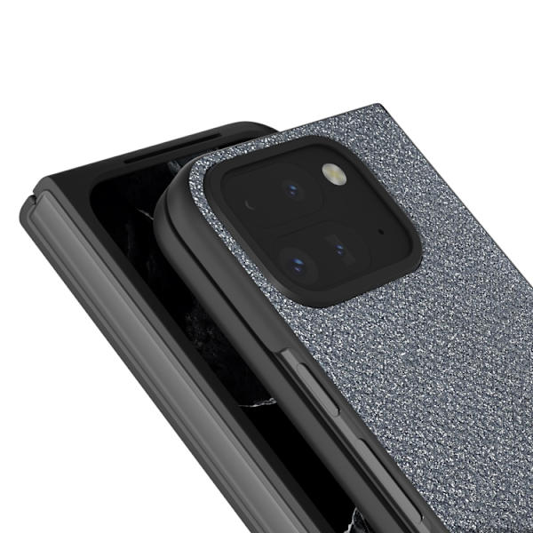 för Pixel 9 Pro Fold - Diamond Frame Edge Full Coverage Skal Juvel Svart