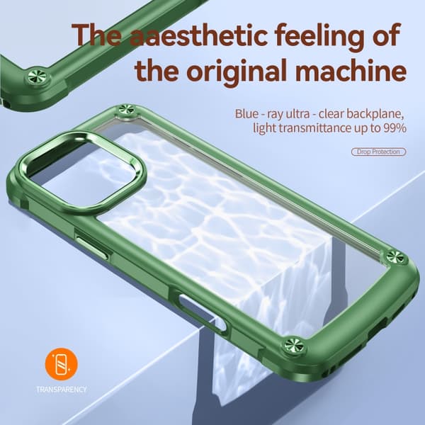 iPhone 16 Pro TPU + PC Linsskydd Skal Grön