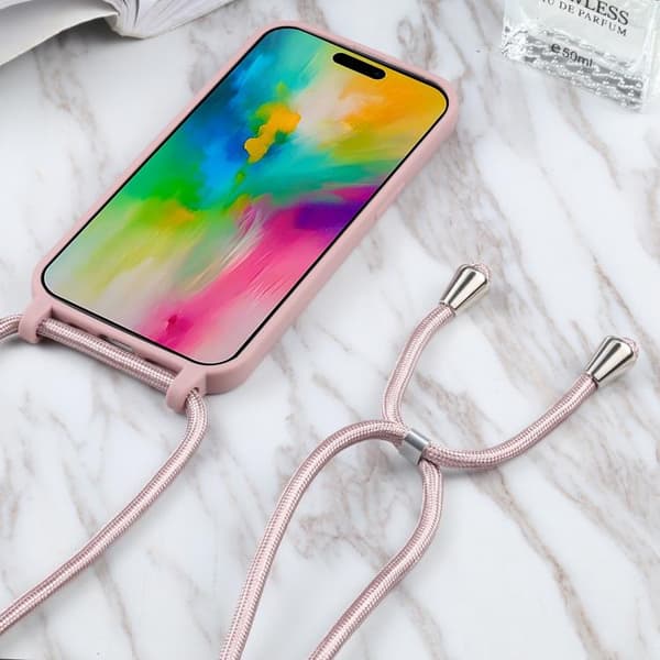 iPhone 18 Pro Max / iPhone 17 Pro Max Skal - Candyfärger med Lanyard Roséguld