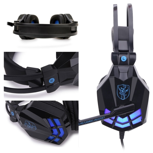 Soyto SY850MV Luminous Gaming Headset för PC Svart blå