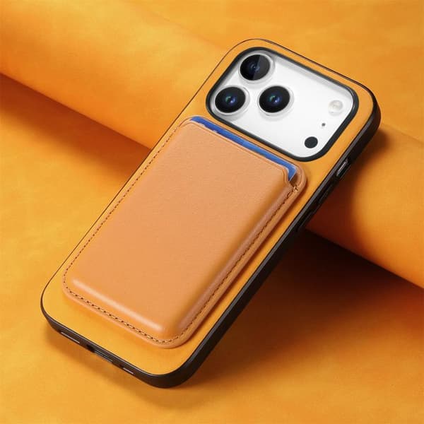 iPhone 18 Pro Max / iPhone 17 Pro Max Retro Magsafe Kortväska PU Bakskal Gul