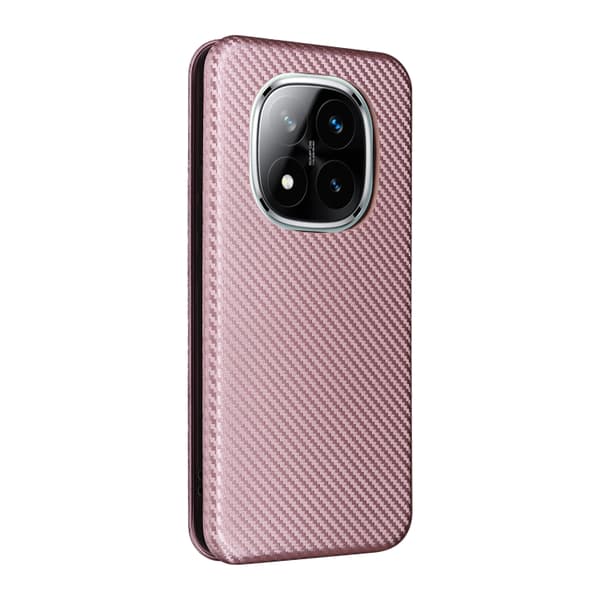 Redmi Note 14 Pro 4G Global - Flip Läderfodral med Kolfibertextur Rosa