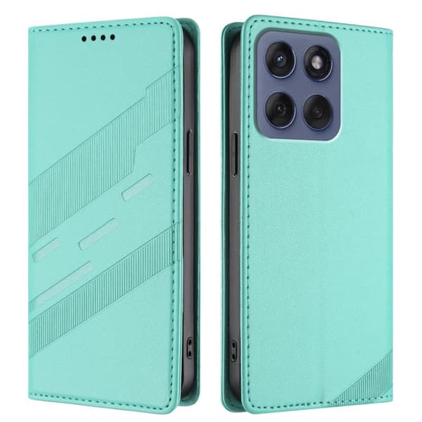 Motorola Moto G86 5G - Prägad Multifunktionell Plånboksfodral i Retro Läder Mintgrön