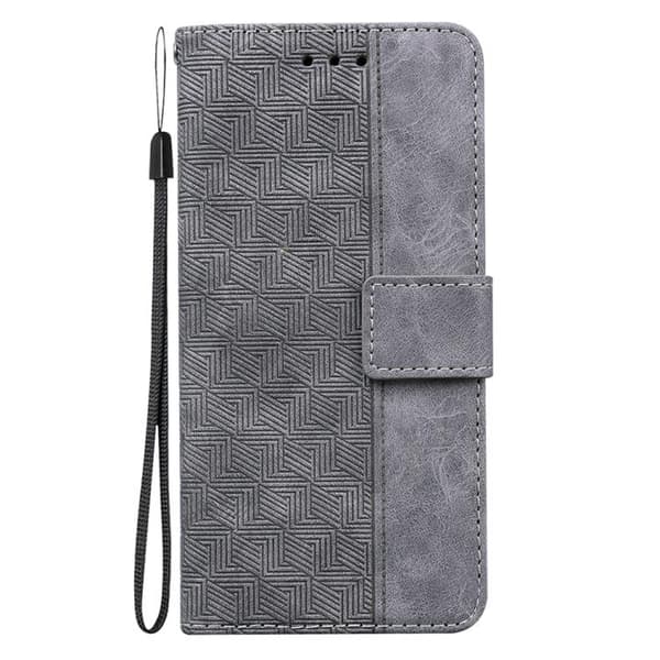 iPhone 17 Air Skal läderfodral med geometrisk prägling Grå