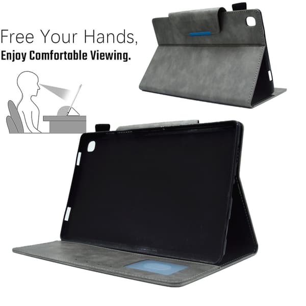 Samsung Galaxy Tab A7 Lite Suede Cross Texture Läderfodral med Magnetlås Grå