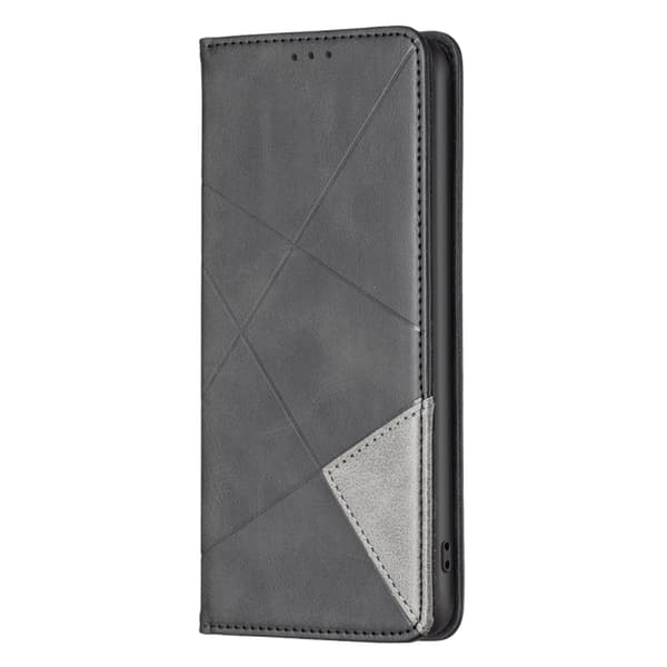 Redmi Note 14 Pro 5G / Note 14 Pro+ 5G Magnetiskt Läderfodral med Rhombus Textur Svart