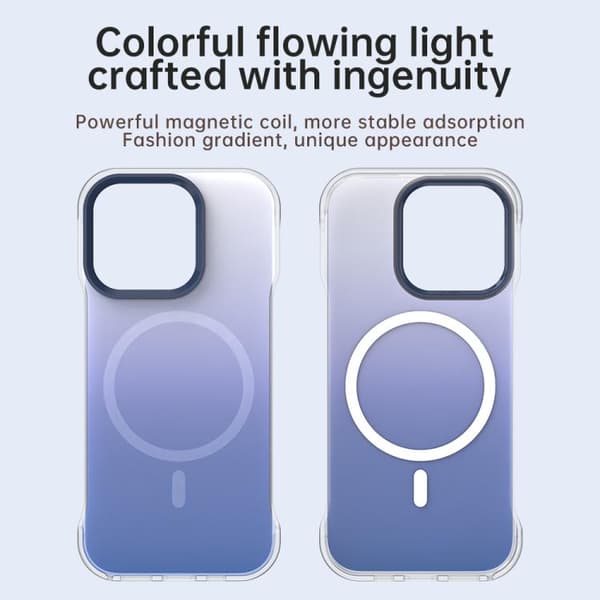 iPhone 16 Pro Max Borderless Series Magnetisk MagSafe Gradient Färg Skal Blå