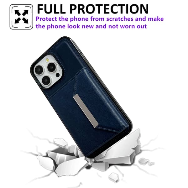 iPhone 16 Pro Max Solid Color Metallspänne Kortfack Skal Blå