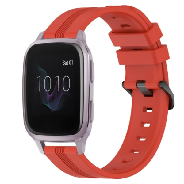 För Garmin Venu SQ 20 mm konkavt randigt Slicone watch Red