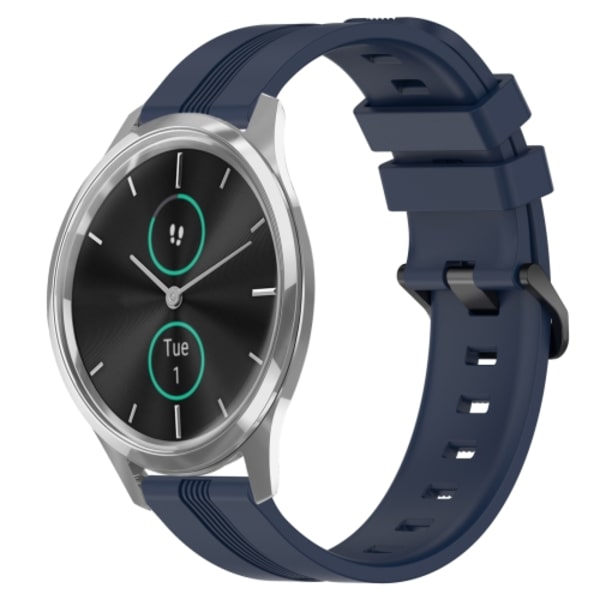 För Garmin Garminmove Luxe 20 mm konkavt randigt Slicone watch Navy Blue