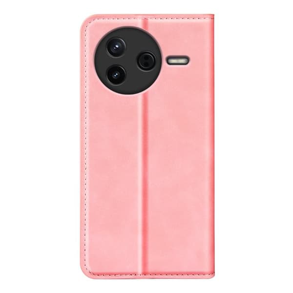 Redmi K80 / Poco F7 Pro - Retro-skin Magnetisk Läderfodral Rosa