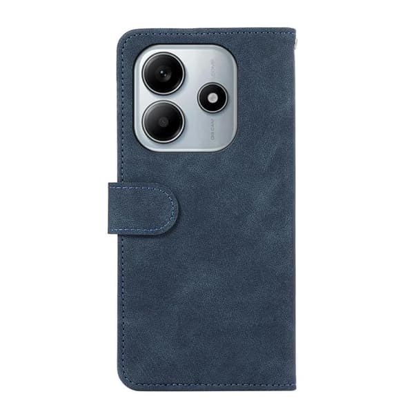 Redmi Note 14 4G - ABEEL Färgblock Magnetisk RFID Läderfodral Blåbrun
