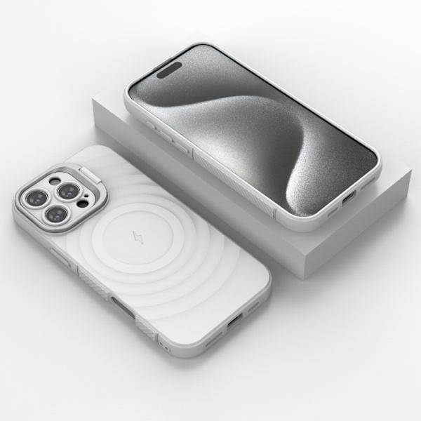 iPhone 16 Pro Max Lensram med korrugerad MagSafe Skal Vit