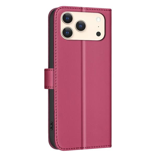 iPhone 18 Pro Max / iPhone 17 Pro Max Skal Läderfodral med Fyrkantig Textur Röd