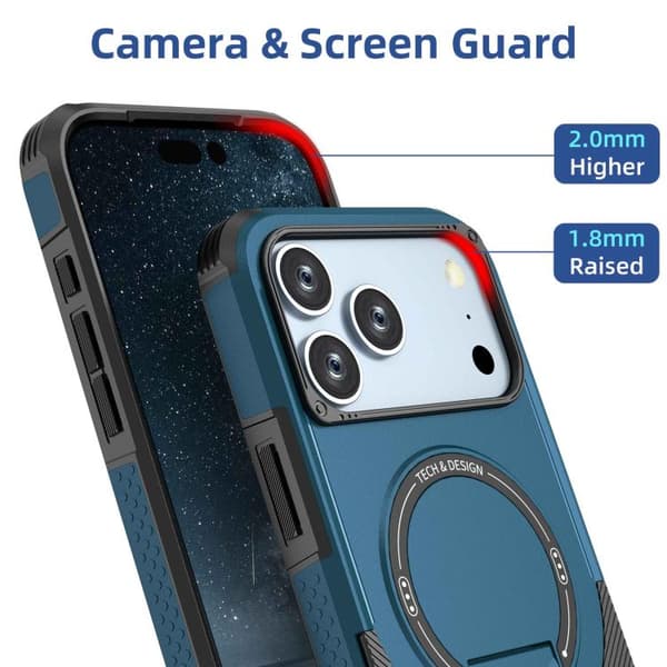 iPhone 18 Pro / iPhone 17 Pro Skal med Armor MagSafe Hållare - PC Hybrid TPU Mörkblå