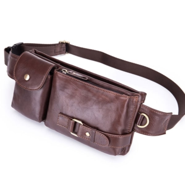 BULL CAPTAIN 020 Herrar Liten Mobiltelefon Midjeväska Crossbody Multifunktionell Bröstväska Brun