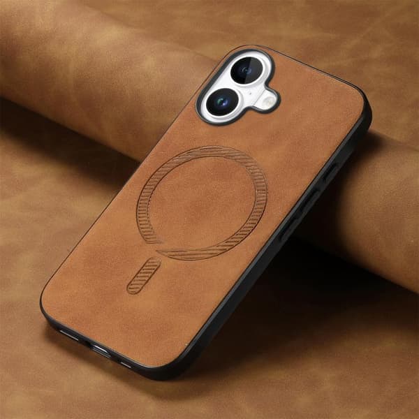 iPhone 17 Skal - Solid Färg Retro Magsafe PU Brun