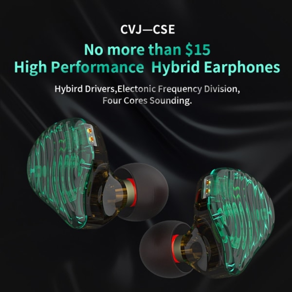 CVJ-CSE Ring Iron Hybrid Music Running Sports In-Ear Wired Headphone, Style:Med mikrofon Svart