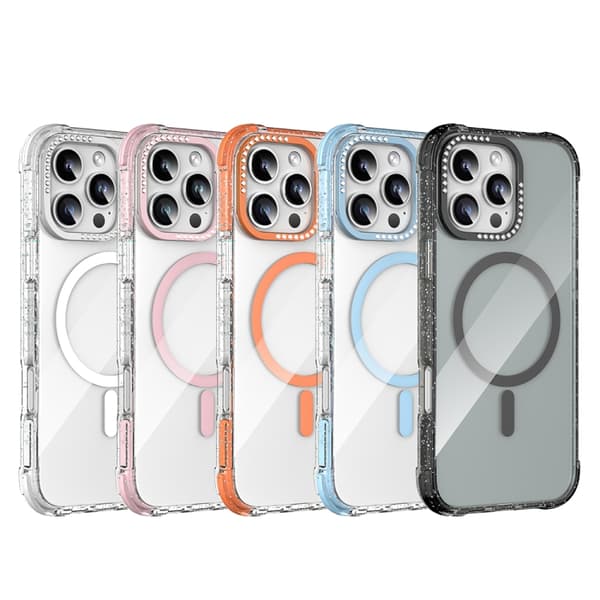 iPhone 16 Pro Mutural Blink Series Glittrande Kant MagSafe Magnetisk Skal Orange
