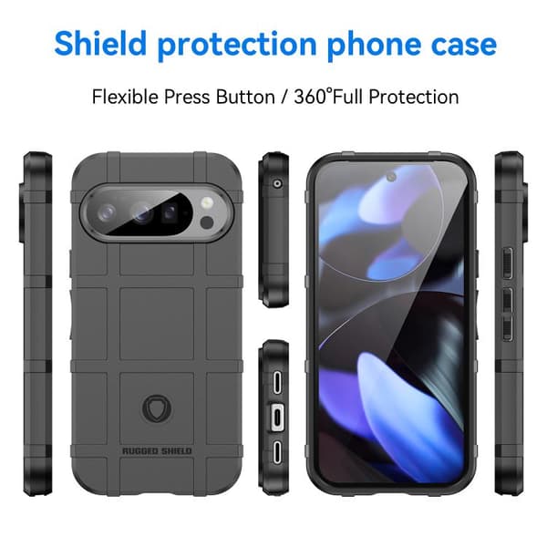 för Pixel 10 Pro Skal - Full Coverage Shockproof TPU Telefonfodral Svart