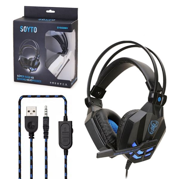 Soyto SY850MV Luminous Gaming Headset för USB Vit blå