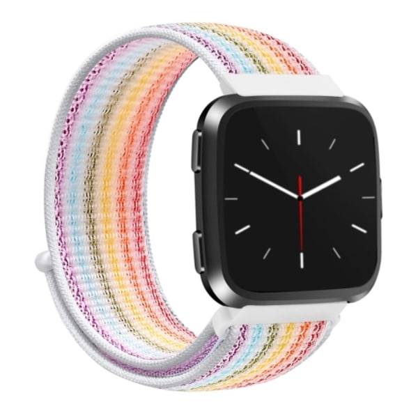 För Fitbit Versa 1 / 2 Universal Nylon Armband Watch Band Rainbow Pinstripe