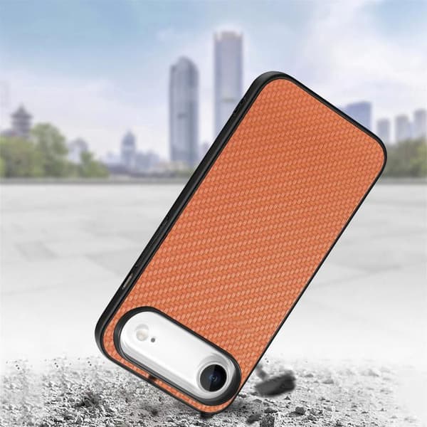 iPhone 17 Air Skal - Kolfibertextur och Läder Brun