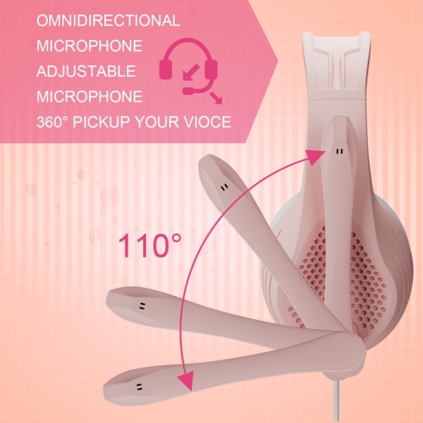 SADES A9 3,5 mm port justerbart spelheadset med mikrofon Rose guld