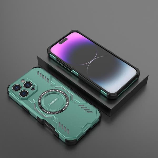iPhone 16 Pro Max Butterfly Armor MagSafe Magnetisk Ring Stötsäker Skal Ljusgrön