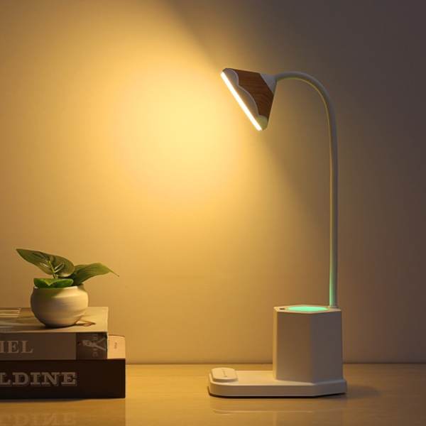 QB-1 Multifunktionell pennbordslampa USB Ögonskydd Lärande Sängbordsläsningsbordslampa (Vit)