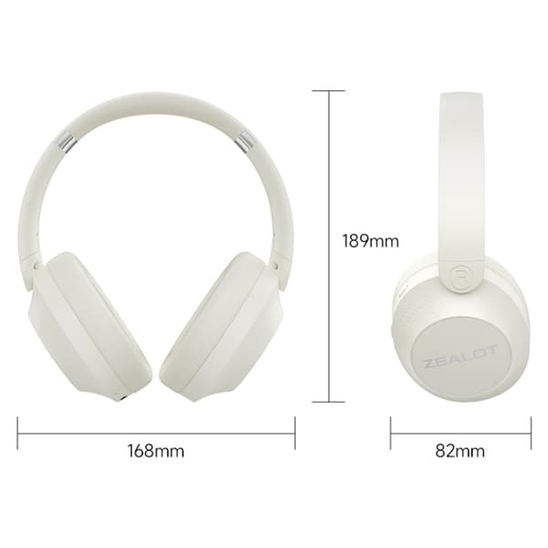 Zealot B38 Over-Ear Brusreducerande Bluetooth-hörlurar Vit
