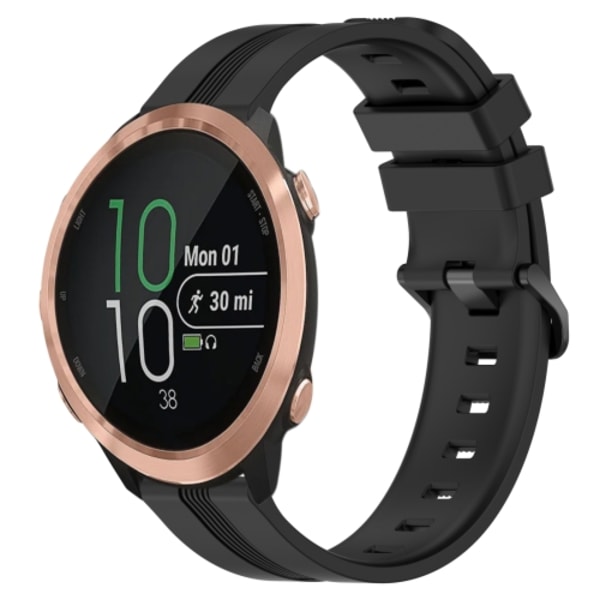 För Garmin Forerunner 645 Music 20 mm konkavt randigt Slicone watch Black
