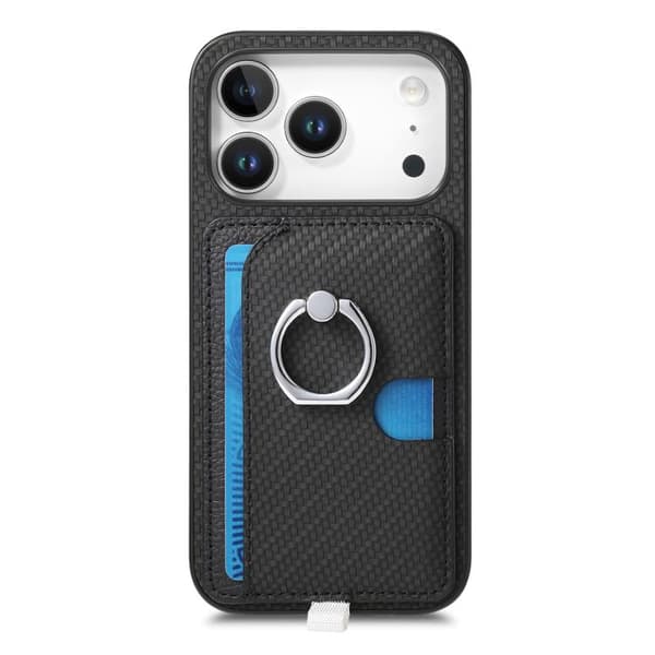 iPhone 17 Pro Skal med kolfiber ring och MagSafe kortfack Svart