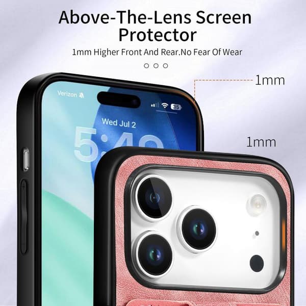 iPhone 18 Pro / iPhone 17 Pro Retro Skinnkänsla Ringkortskal Rosa