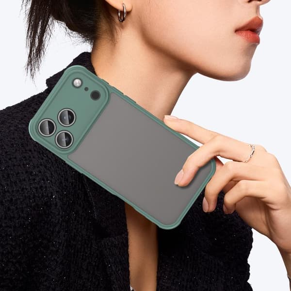 iPhone 18 Pro Max / iPhone 17 Pro Max Dun Series TPU Hybrid PC Frostad Skal Grön