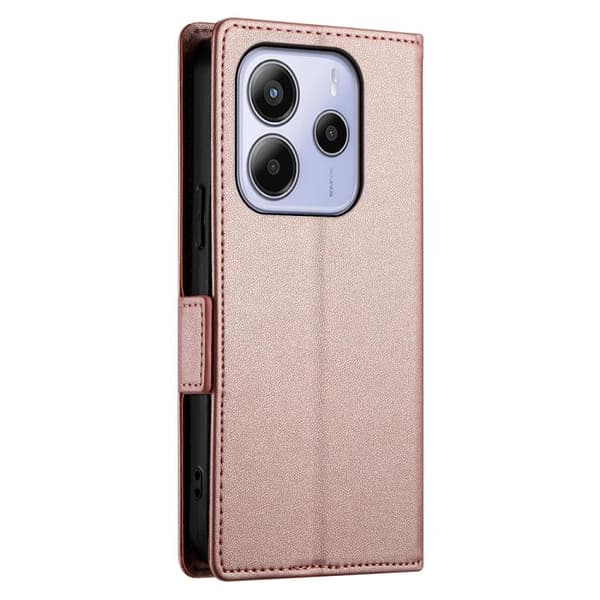 Redmi Note 14 4G - Global Sidobuckle Magnetisk Frostad Läderfodral Roséguld
