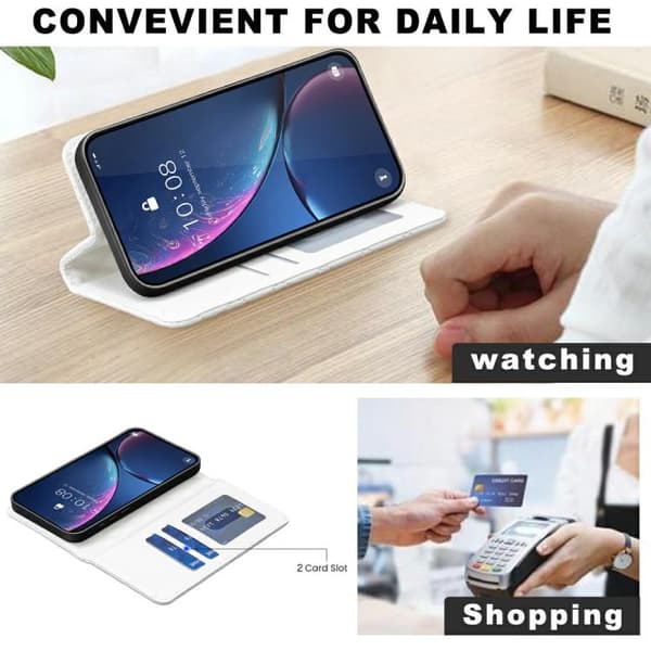 iPhone 18 Pro / iPhone 17 Pro Diamantgaller Magnetisk Läder Flip Skal Vit