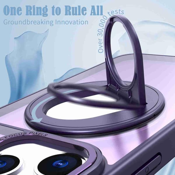 iPhone 18 Pro Max / iPhone 17 Pro Max Skal med roterande ring och magnetisk hållare Purpur