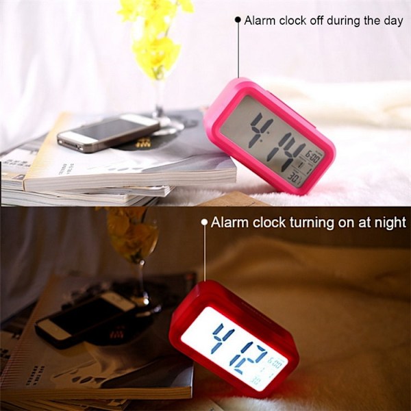 Temperaturtyp Lazy Snooze Alarm Mute Bakgrundsbelyst Elektronisk Klocka (Vit)