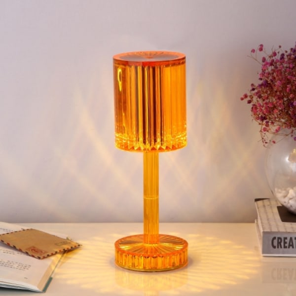 USB-laddningsbar touch-diamantkristallbordslampa, specifikation: USB-laddning (RGB med fjärrkontroll 16 färger) (bärnsten)